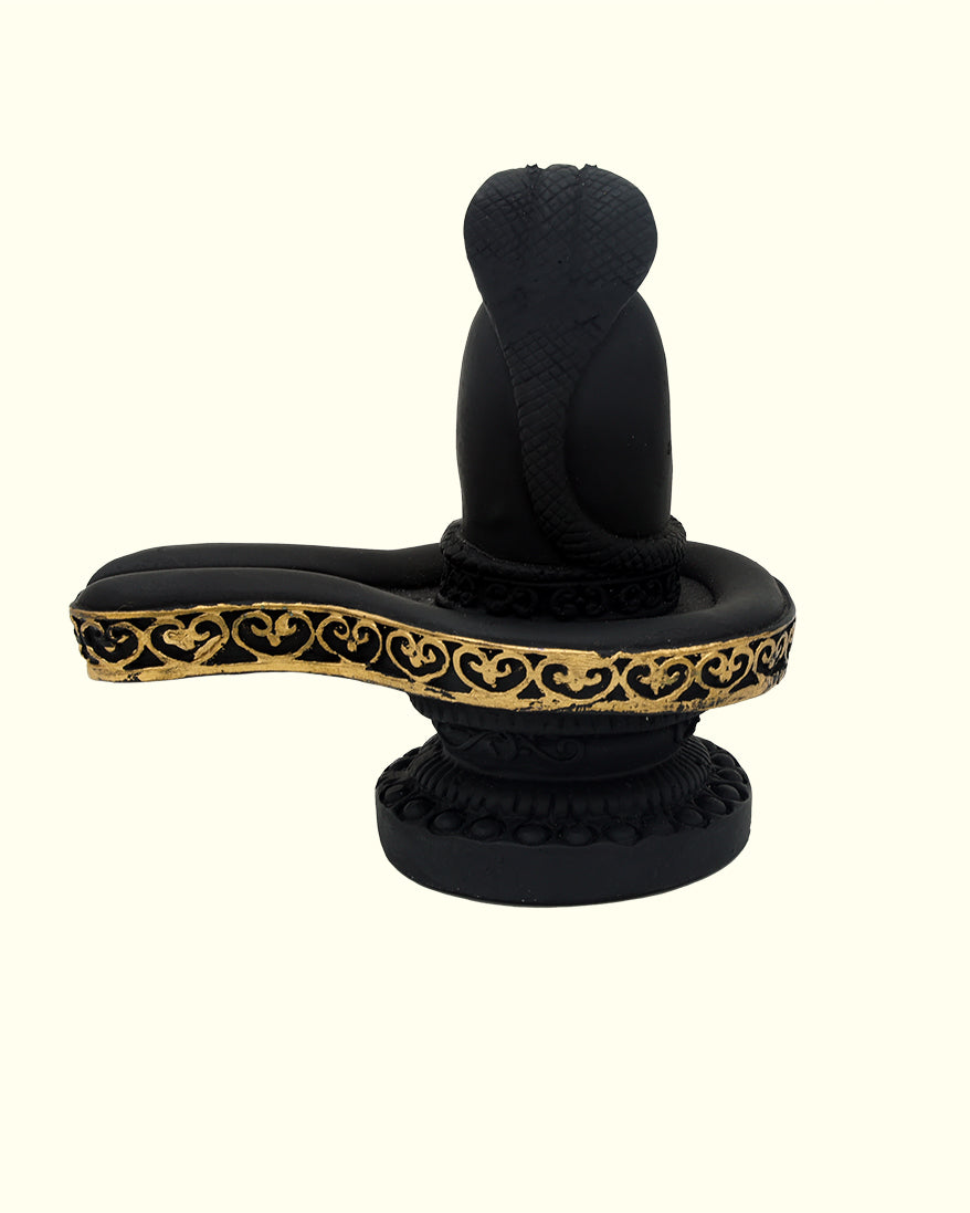 4.5 Shiva Lingam with Snake Sculpture (Black Colour)