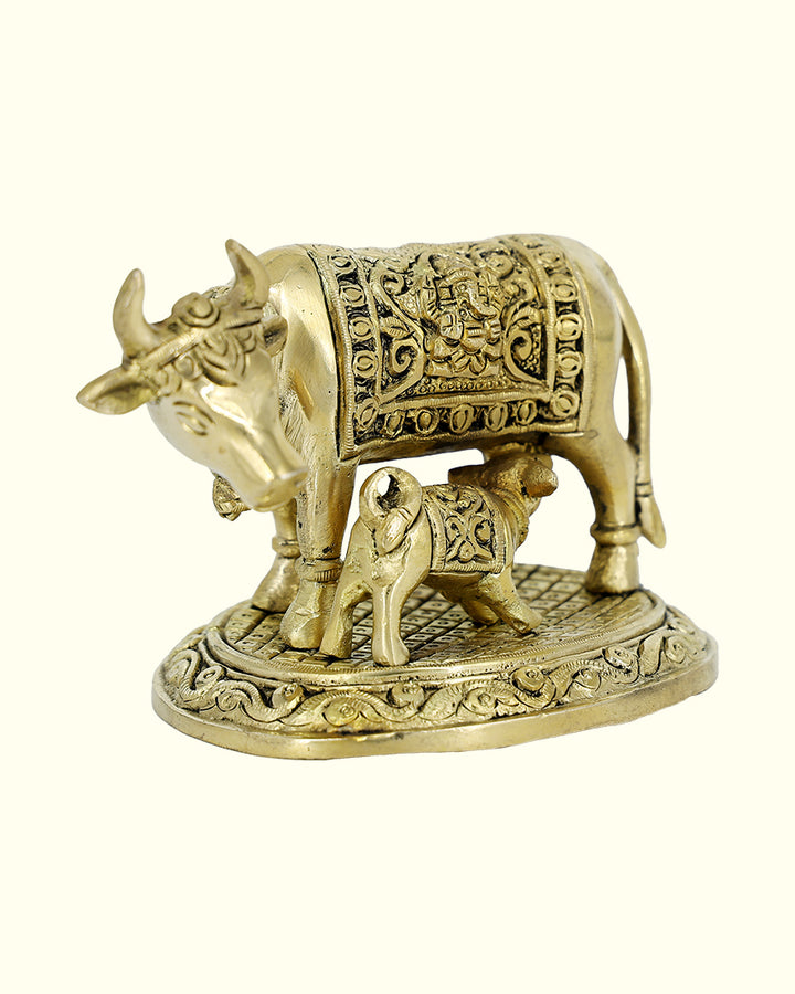 3” Brass Cow With Calf Idol