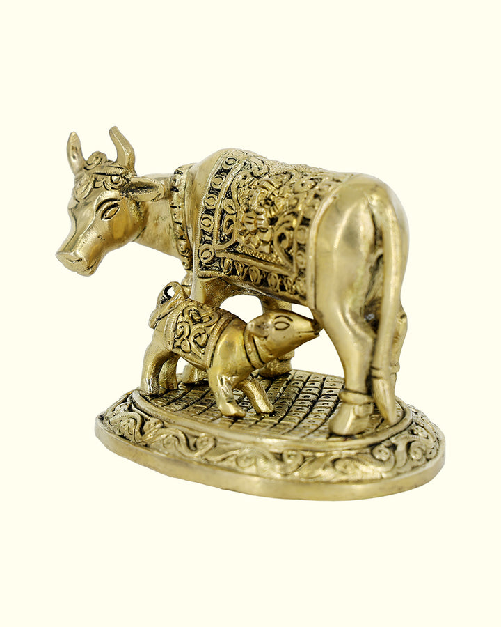 3” Brass Cow With Calf Idol