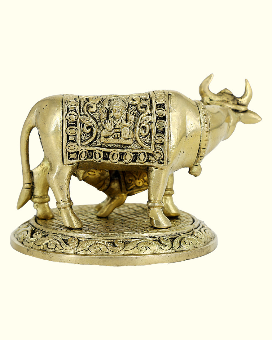 3” Brass Cow With Calf Idol