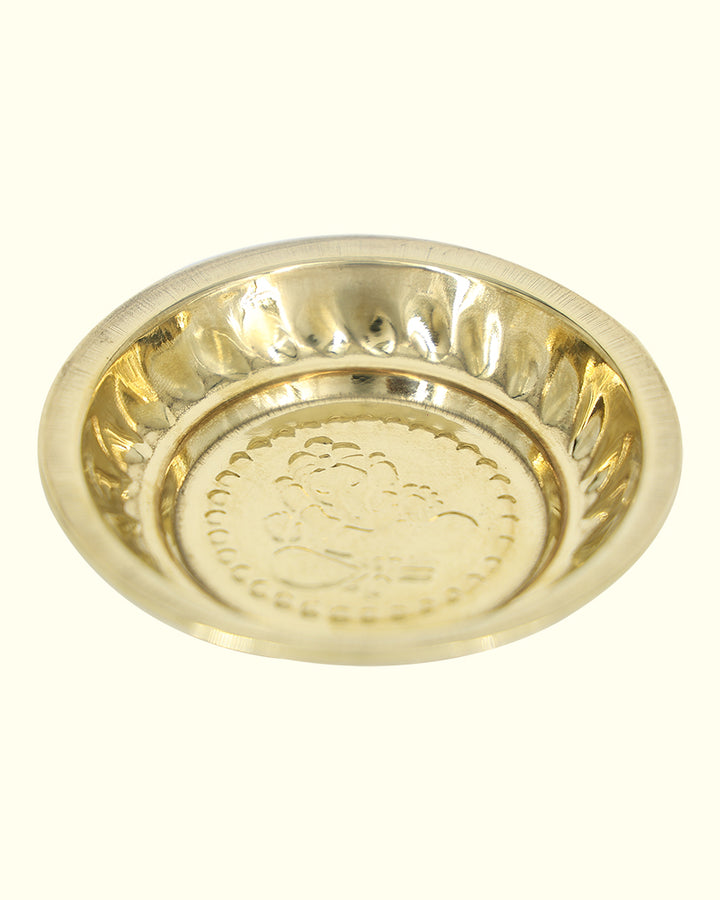 3” Brass Fancy Plate With Lord Ganesh Design