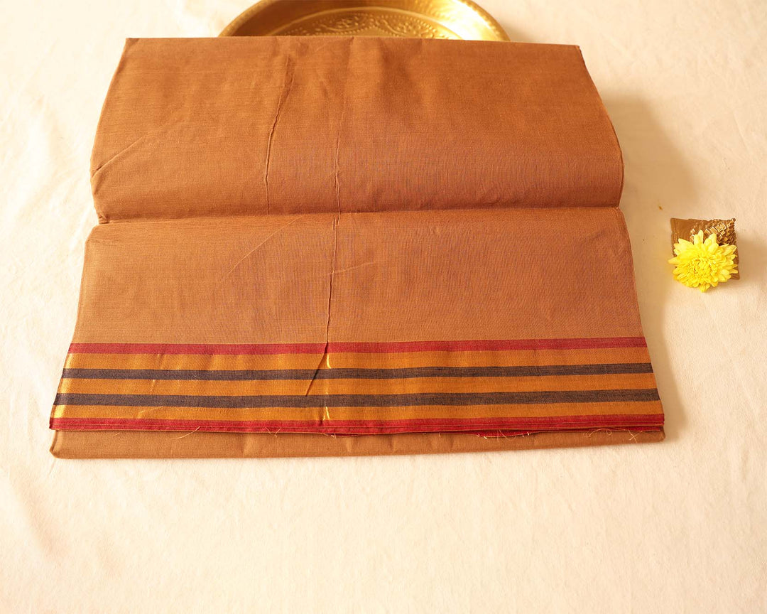 Kota Cotton Saree with Contrast Color Border and Intricate Gold Zari Designs, Paired with Running Blouse