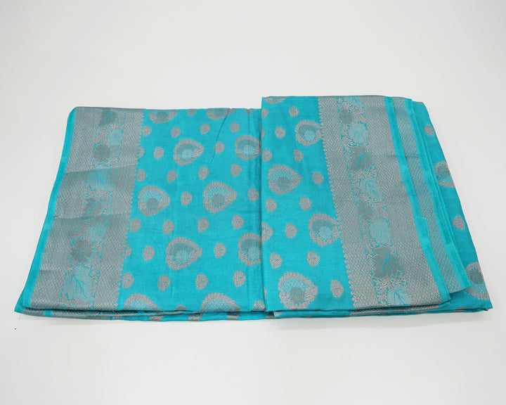 Tussar Mix Saree With Silver, Gold, And Copper Zari Leaf With Floral Designs, Adorned With Leaf Butta