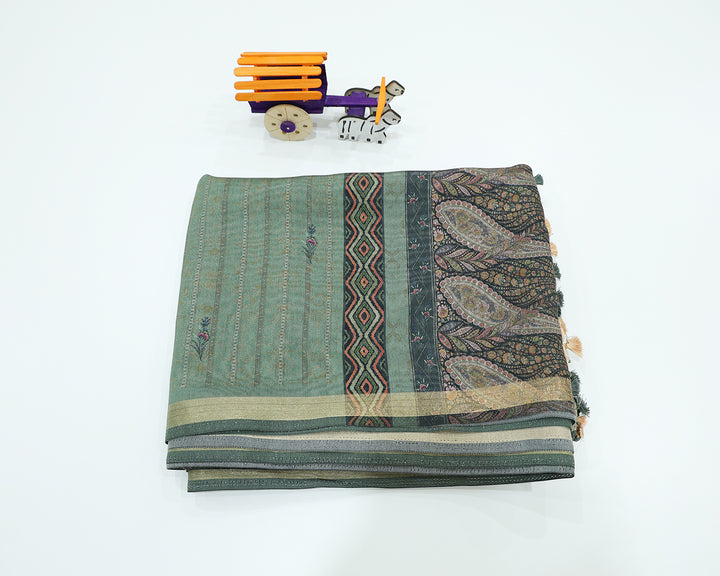 Chanderi Semi Silk Saree With Floral Butta Designs, Running Blouse And Pallu Tassels