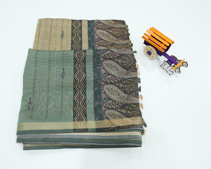 Chanderi Semi Silk Saree With Floral Butta Designs, Running Blouse And Pallu Tassels