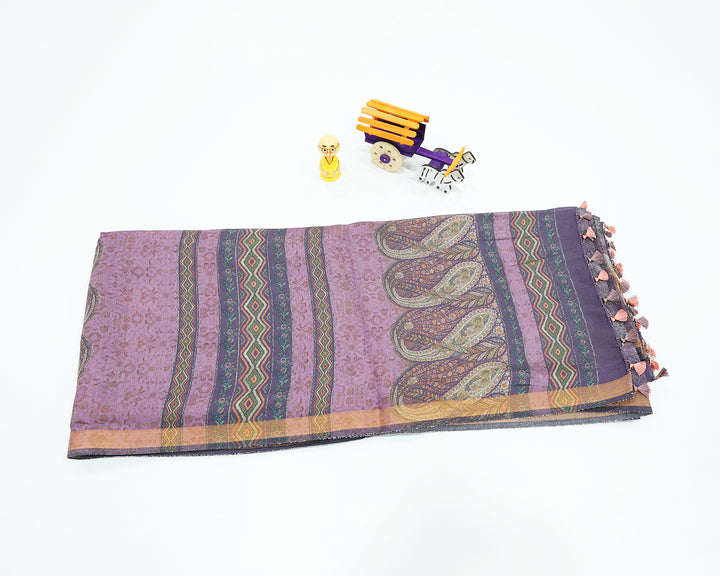 Chanderi Semi Soft Silk Saree With Floral Designs, Running Blouse And Pallu Tassels