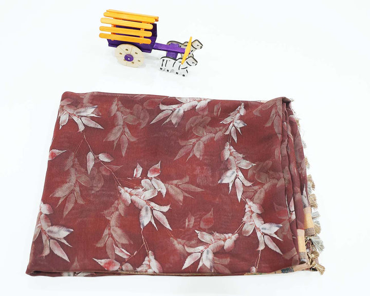 Chanderi Semi Soft Silk Saree With Floral Designs, Running Blouse And Pallu Tassels