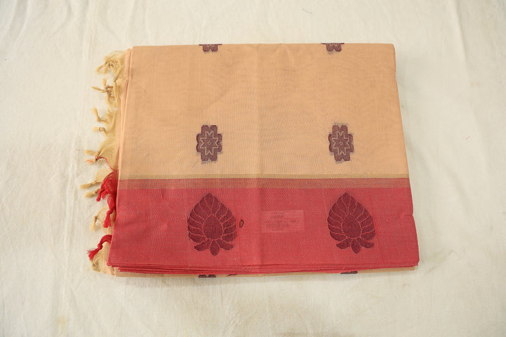 Charming Silk Cotton Saree With Contrasting Floral Border And Flower Buttas With  Running Blouse