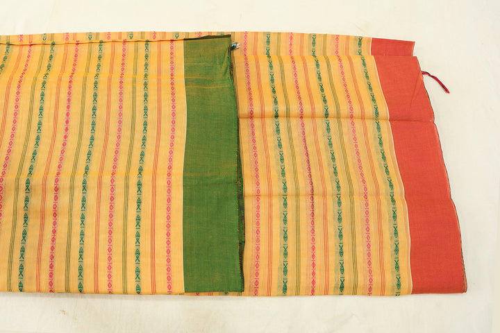 Oceanic Grace With Soft Cotton Saree With Artful Fish Motifs, Graceful Lines, Contrast Pallu, And Coordinated Blouse