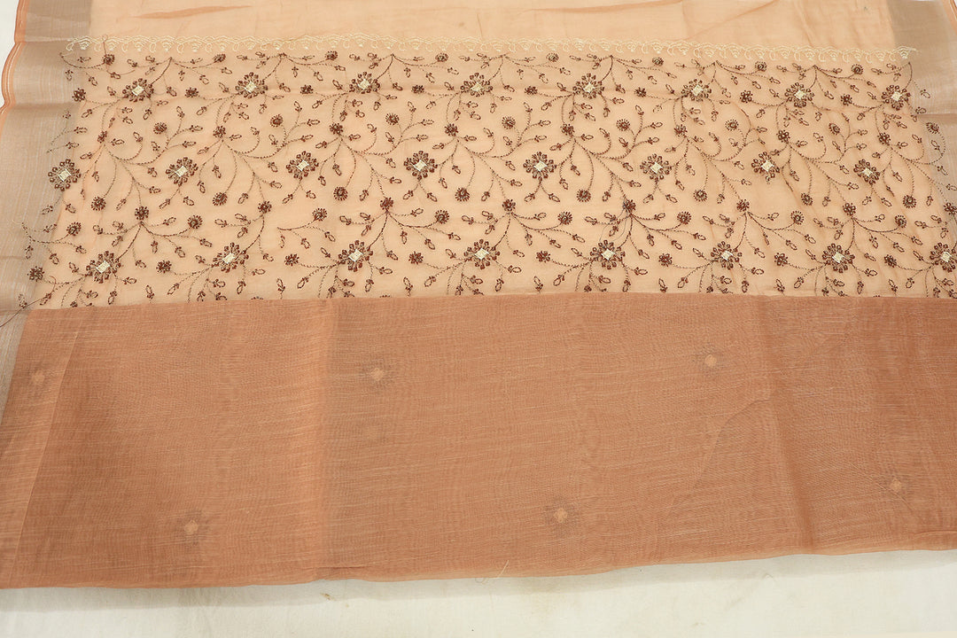 Charming Cotton Saree With Thread Embroidery, Silver Zari Border And Coordinated Running Blouse