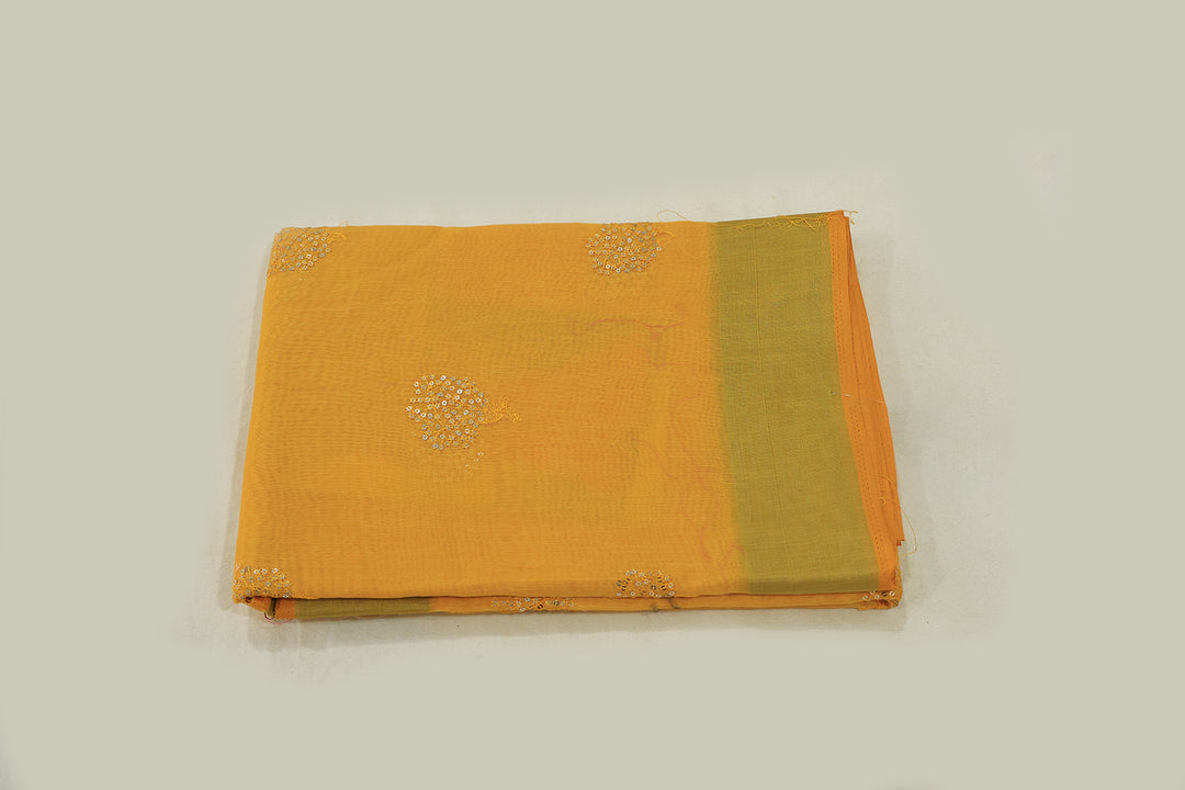 Classic Cotton Saree With Silver Zari Border With Sequins Embroidery