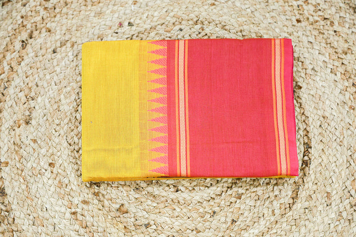 Kanchi Cotton Saree with Jacquard Border – Elegant Plain Weave