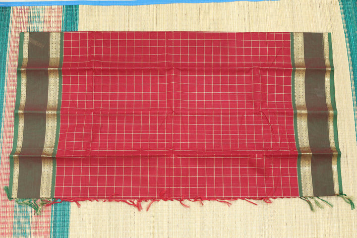 Cotton Saree with Zari Irattaipat Mothi Line Kattam and Blouse Piece