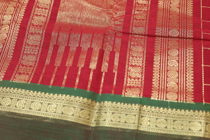 Cotton Saree with Zari Irattaipat Mothi Line Kattam and Blouse Piece