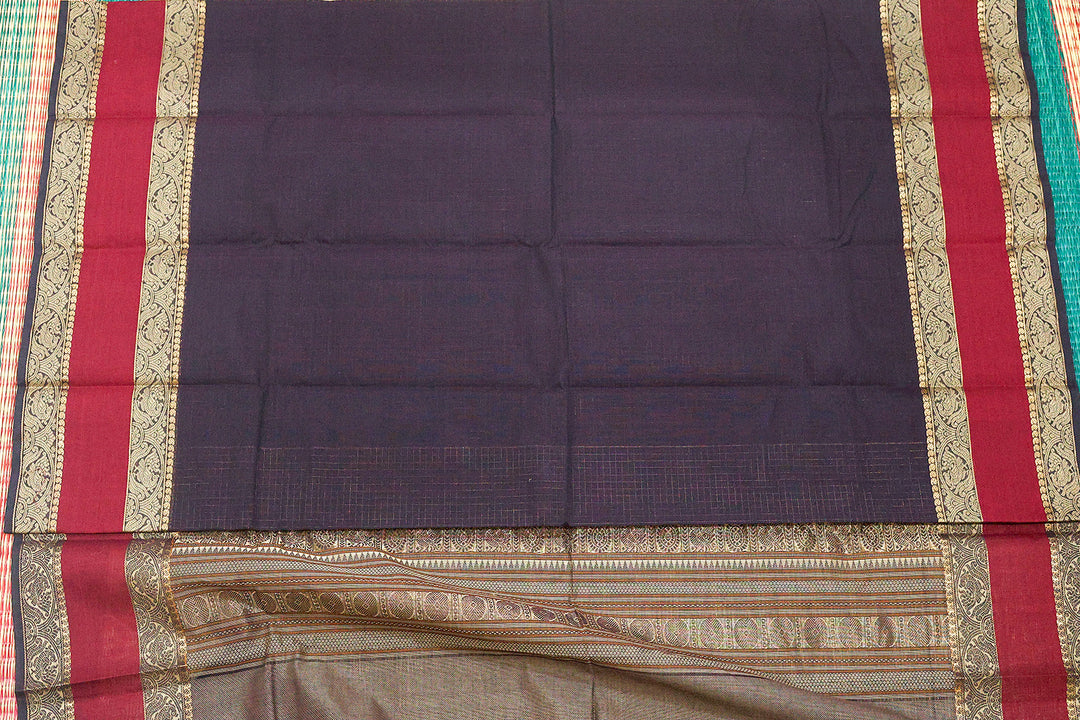 Cotton Saree with Jacquard Irattaipat Zari Checks and Butta, Complete with Blouse Piece