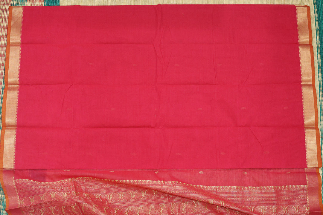 Cotton Saree with Zari Paithani Border and Butta with Blouse Piece