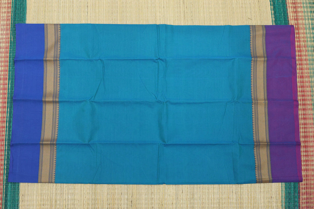 Kanchi Chettinad Border Cotton Plain Saree (No Blouse Piece)