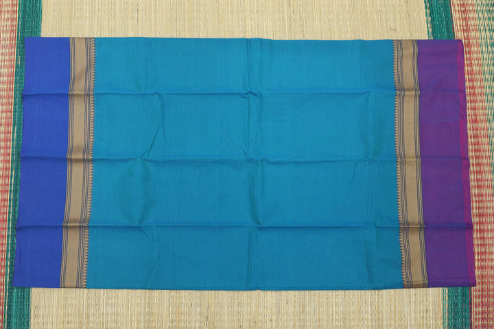 Kanchi Chettinad Border Cotton Plain Saree (No Blouse Piece)