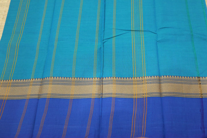 Kanchi Chettinad Border Cotton Plain Saree (No Blouse Piece)