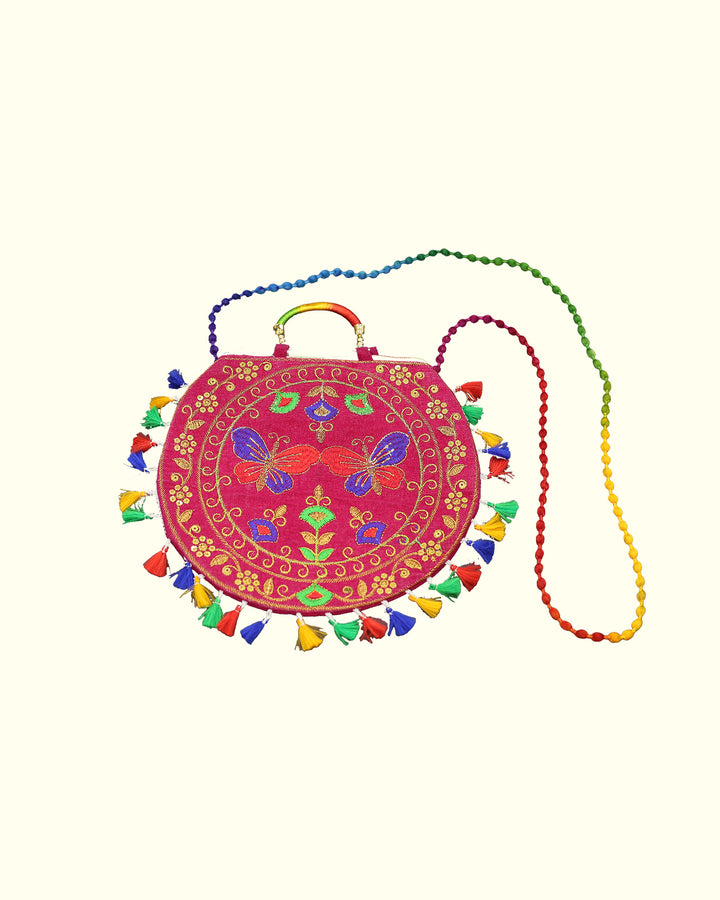 Rajasthani Handcrafted Sling Bag- Vibrant Multi-coloured Thread Embroidery