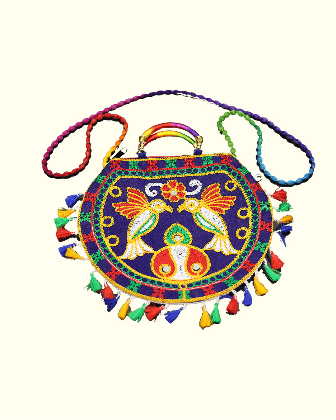 Rajasthani Handcrafted Sling Bag- Vibrant Multi-coloured Thread Embroidery