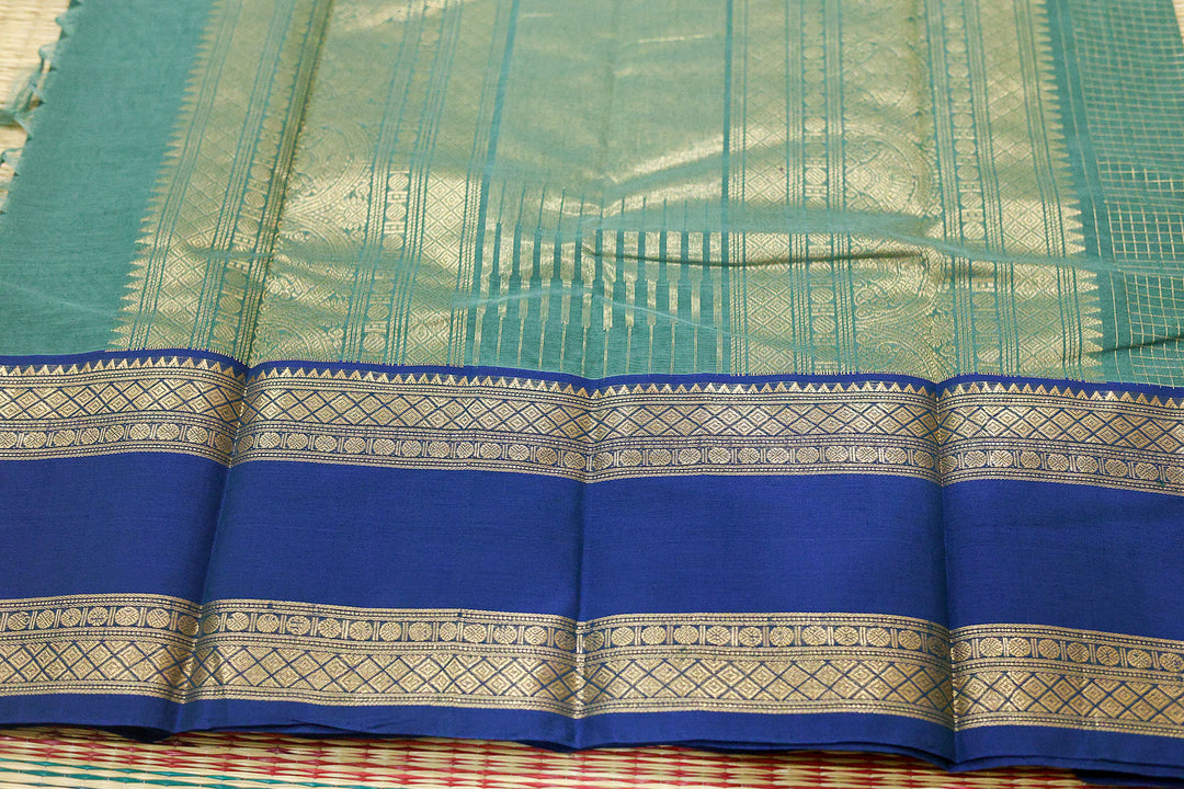 Jacquard Irattaipat Zari Muthu Kattam Saree with Blouse Piece