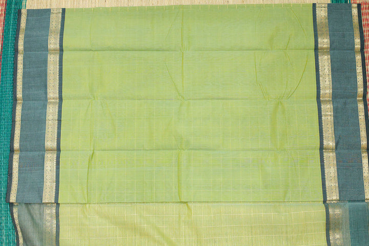 Cotton Saree with Zari Irattaipat Mothi Line Kattam and Blouse Piece