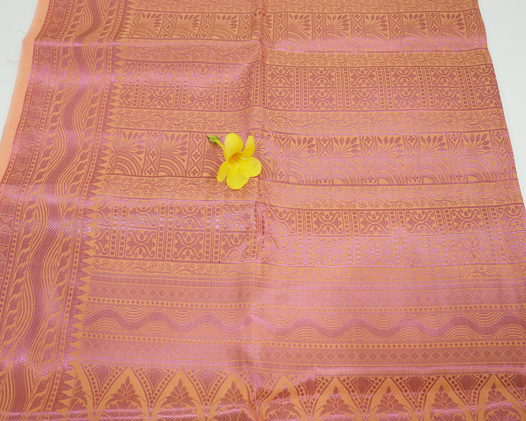 Dupion Silk Saree With Intricate Pink Zari Designs And Rich Pallu, Enhanced By Matching Blouse With Pink Zari Patterns