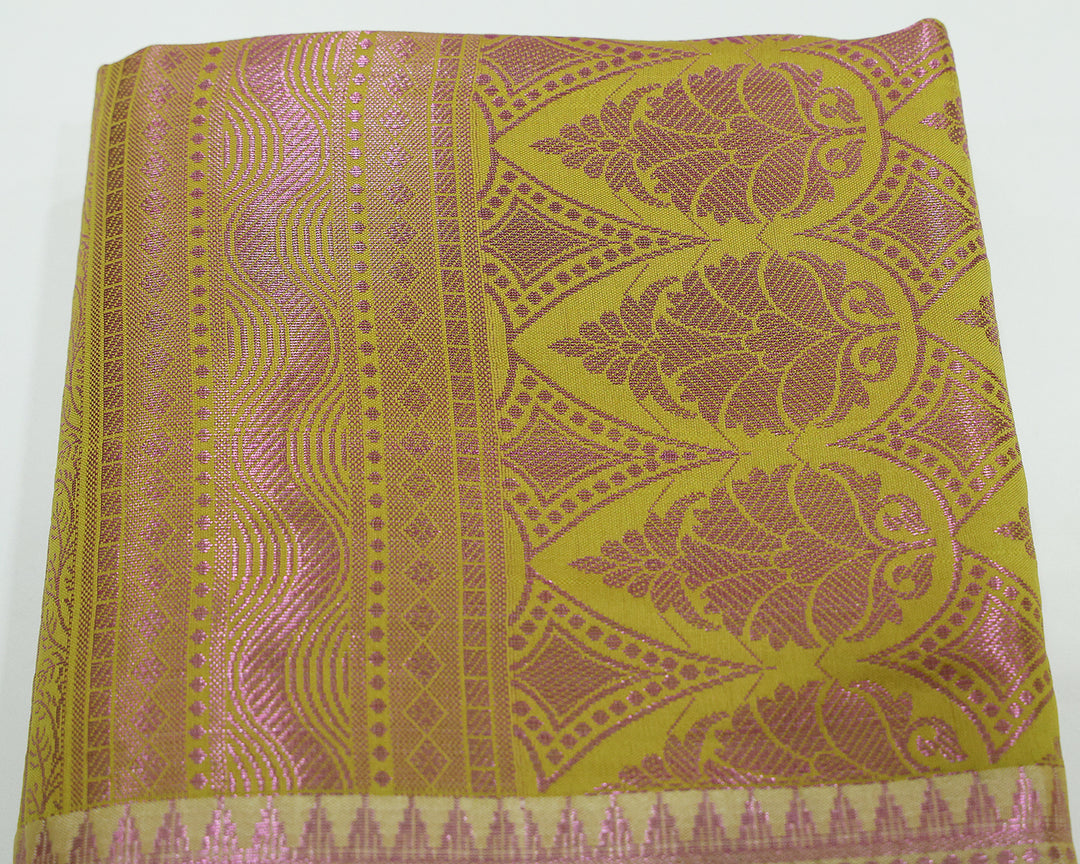 Dupion Silk Saree With Intricate Pink Zari Designs And Rich Pallu, Enhanced By Matching Blouse With Pink Zari Patterns