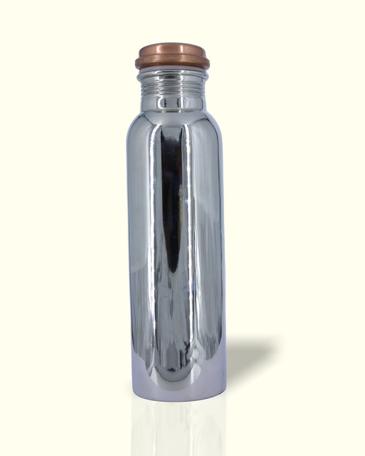 10.5" Copper Water Bottle (Round Shape Silver Colour)