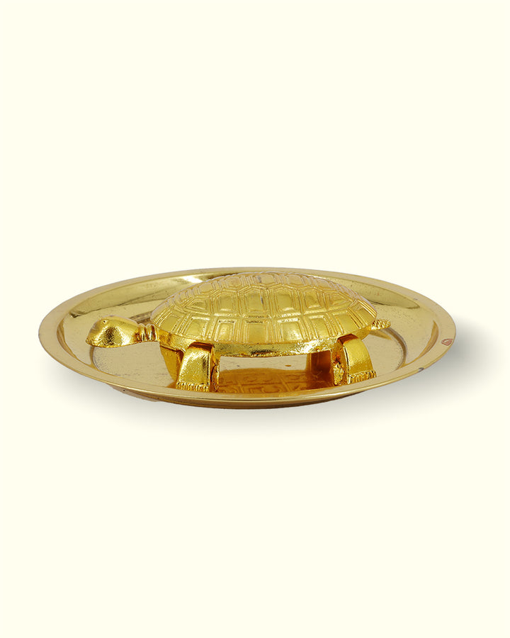 3.5" Brass Vastu Tortoise with 5" Plate