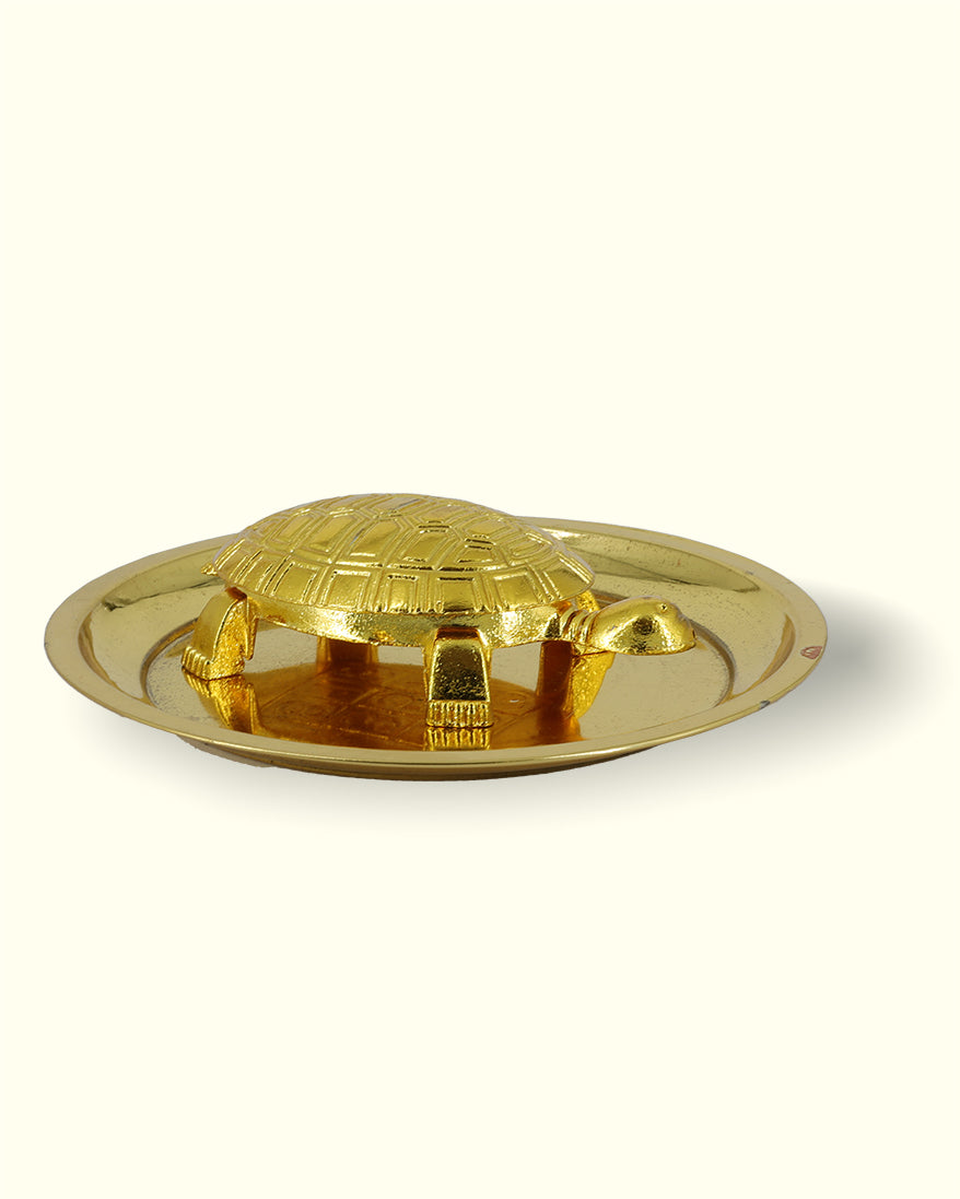 3.5" Brass Vastu Tortoise with 5" Plate