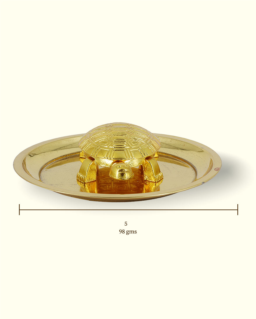 3.5" Brass Vastu Tortoise with 5" Plate