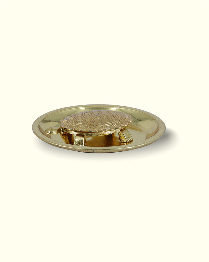 1.5" Brass Vastu Tortoise with 4" Plate