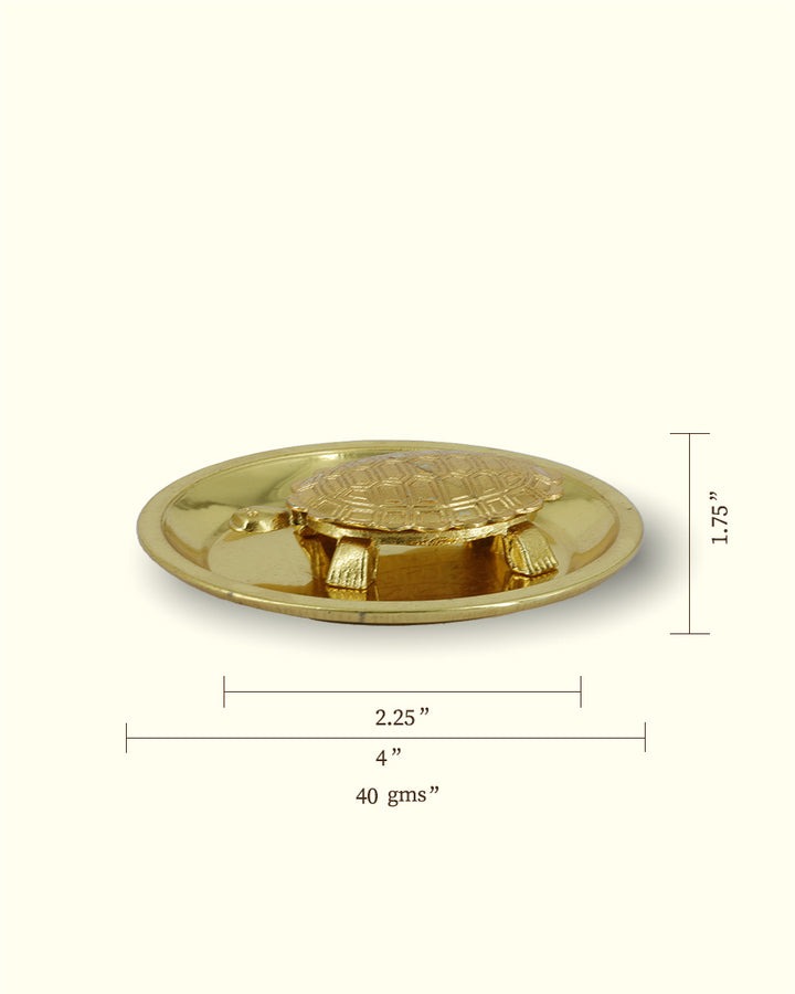 1.5" Brass Vastu Tortoise with 4" Plate