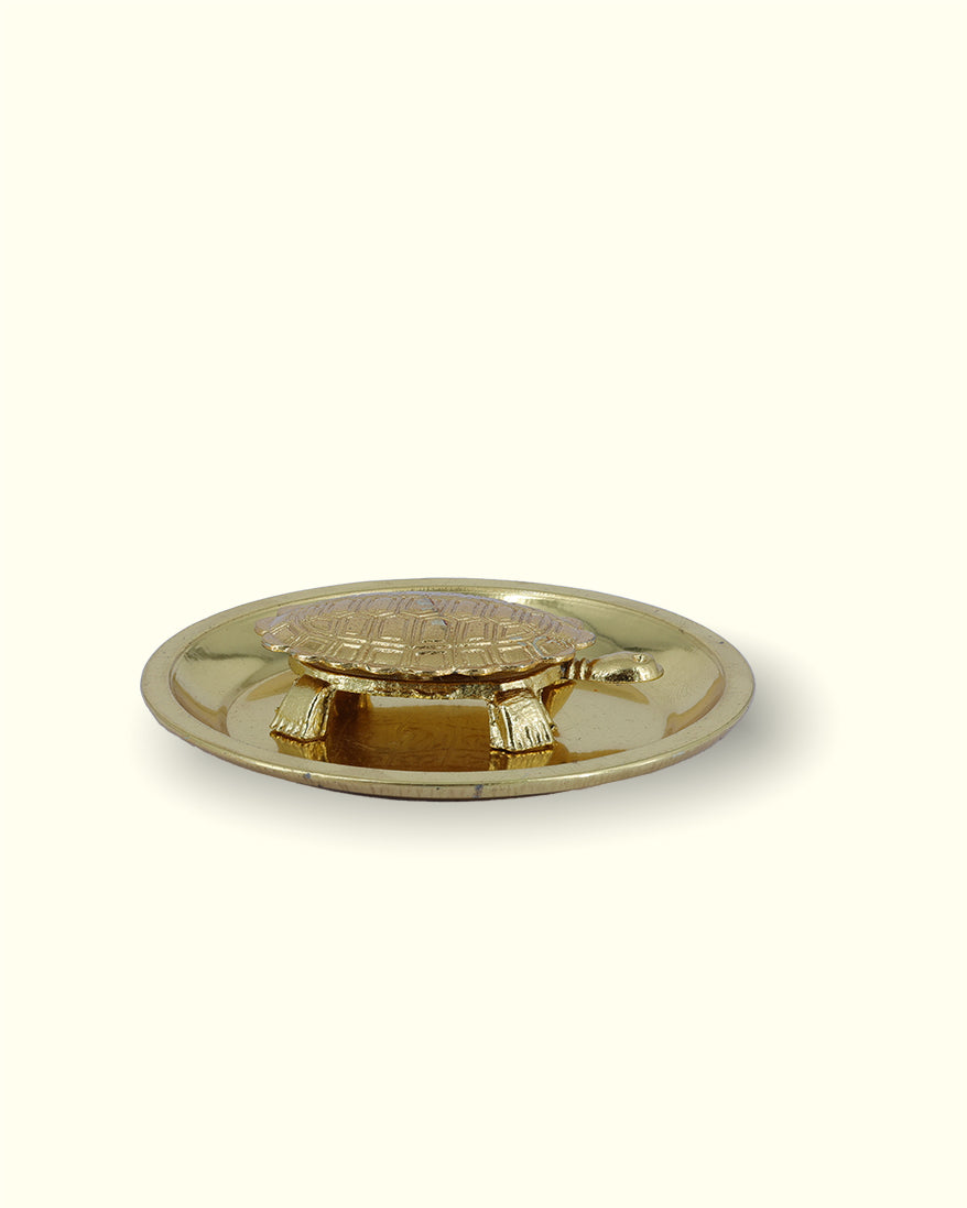 1.5" Brass Vastu Tortoise with 4" Plate