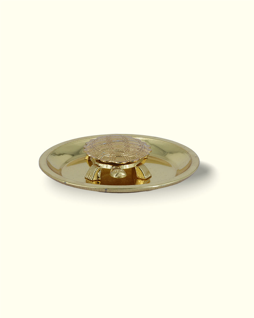 1.5" Brass Vastu Tortoise with 4" Plate