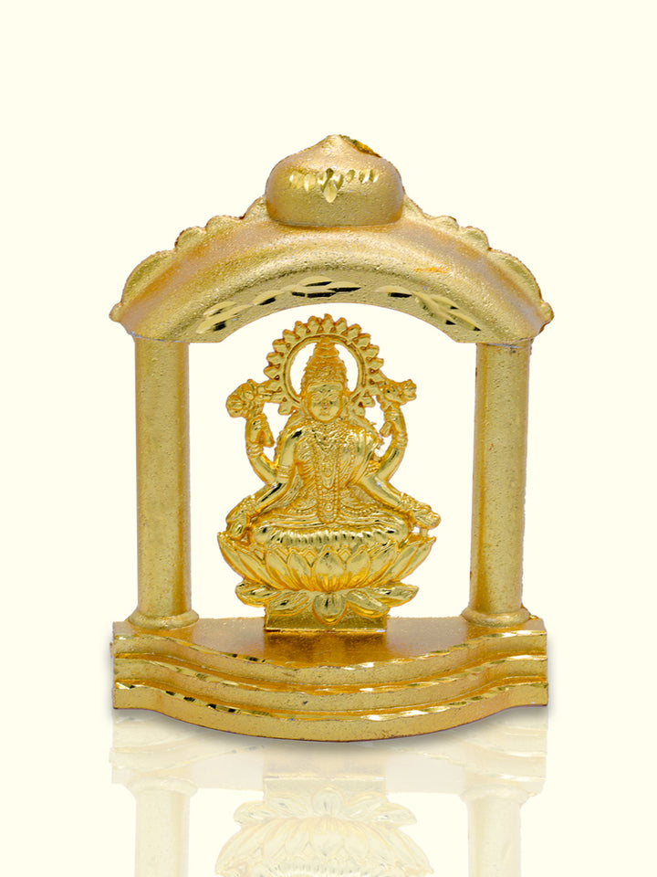 4.5" Metal Lakshmi Idol with Diamond Cut Pattern - Sripuram Store