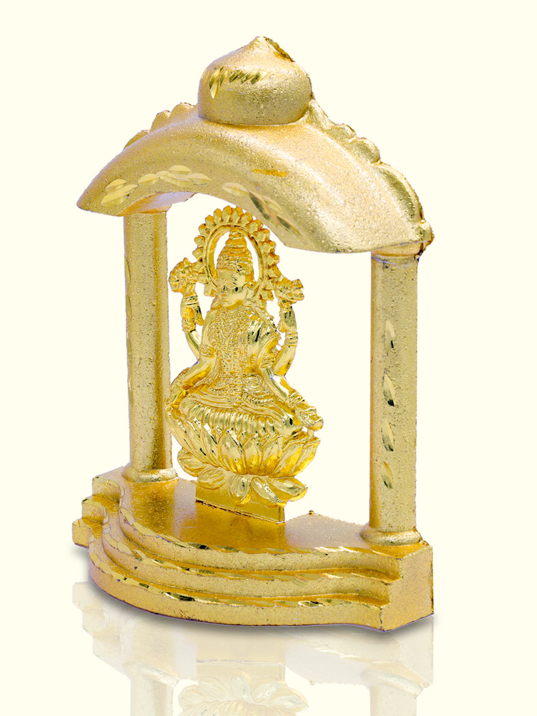 4.5" Metal Lakshmi Idol with Diamond Cut Pattern - Sripuram Store