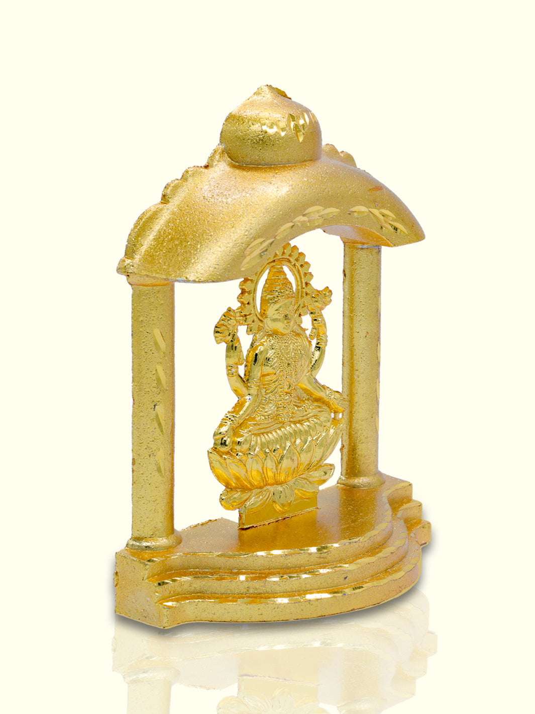 4.5" Metal Lakshmi Idol with Diamond Cut Pattern - Sripuram Store