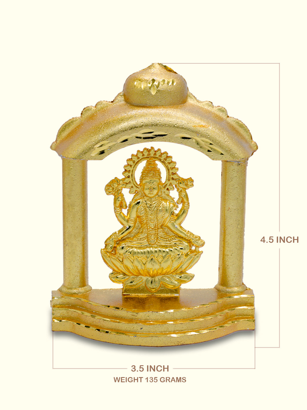 4.5" Metal Lakshmi Idol with Diamond Cut Pattern - Sripuram Store