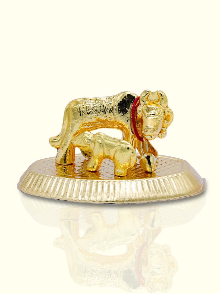 1.75" Metal Gho-mata ( Cow with calf) - Sripuram Store