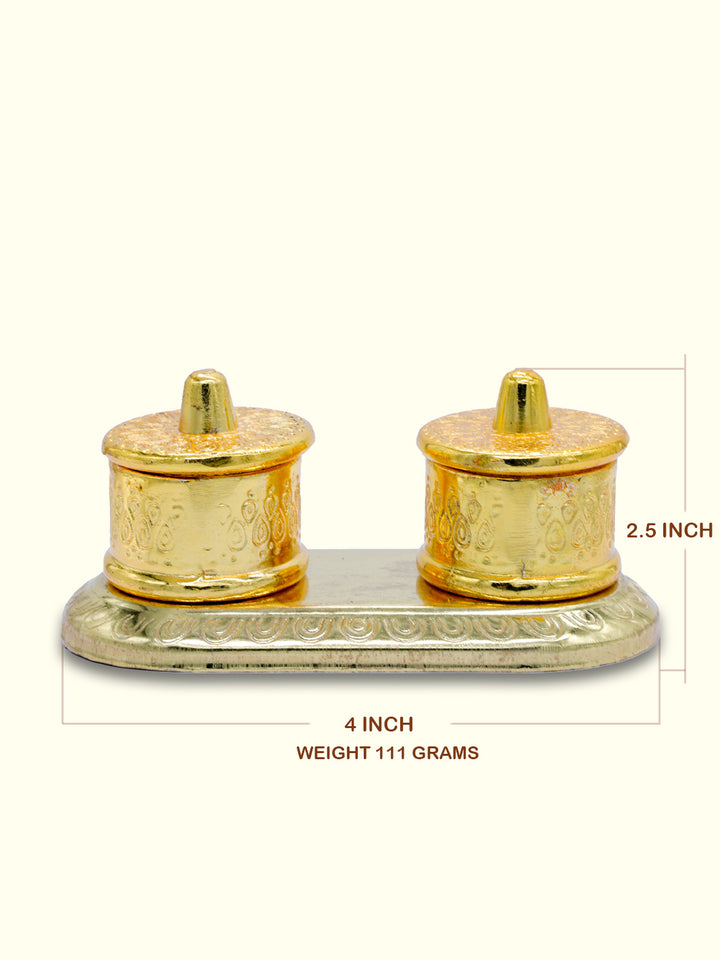 2.5" Metal Kumkum 2 Dabbi - Sripuram Store