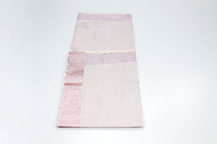 Pink Zari Tissue Kerala Kasavu Cotton Saree with Silver Border