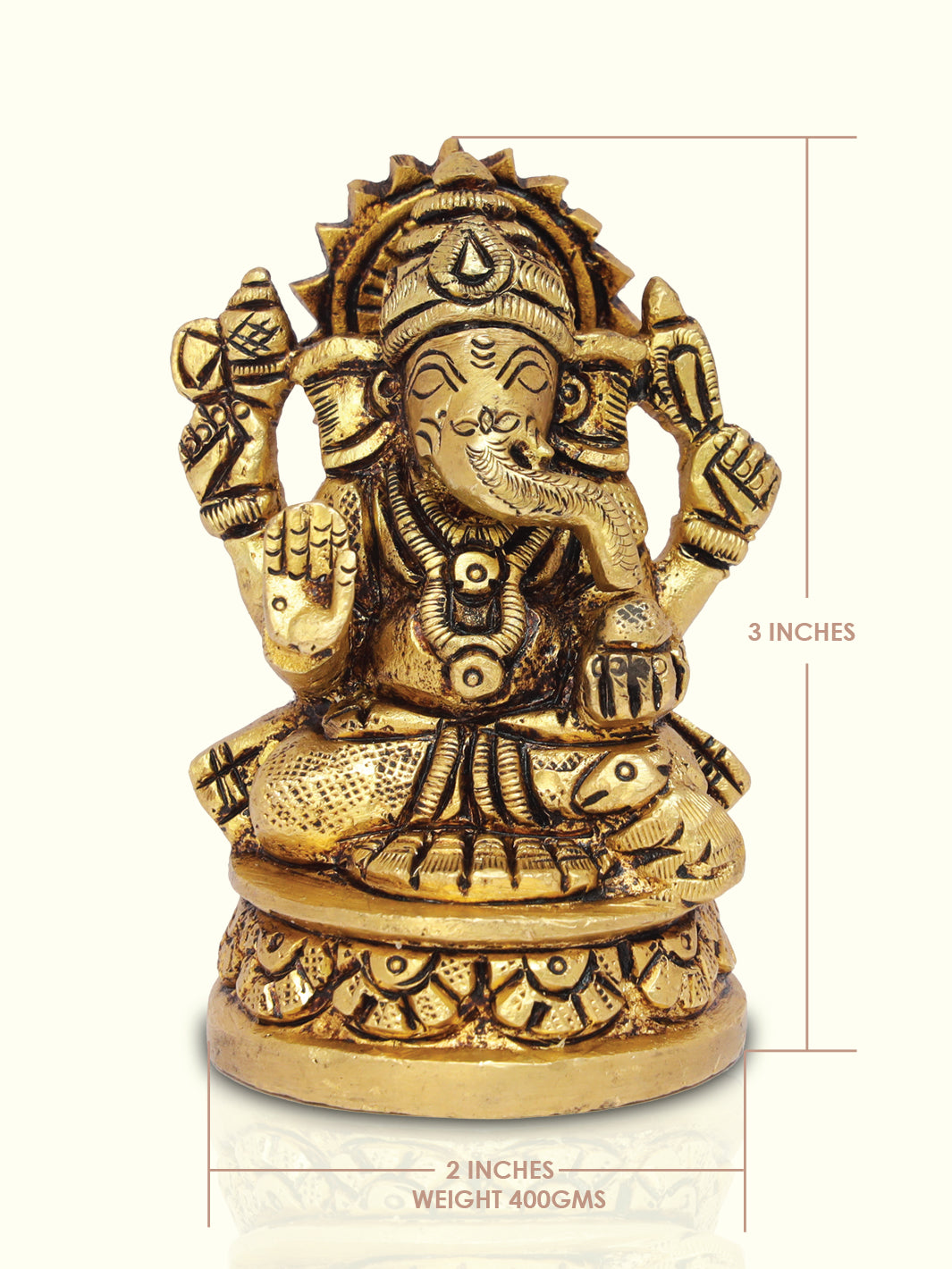 3" Brass Ganesha with Round Base - Sripuram Store