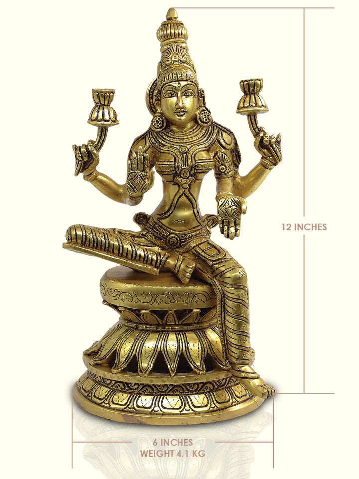 12" Brass Special Lakshmi with Oval Base - Sripuram Store