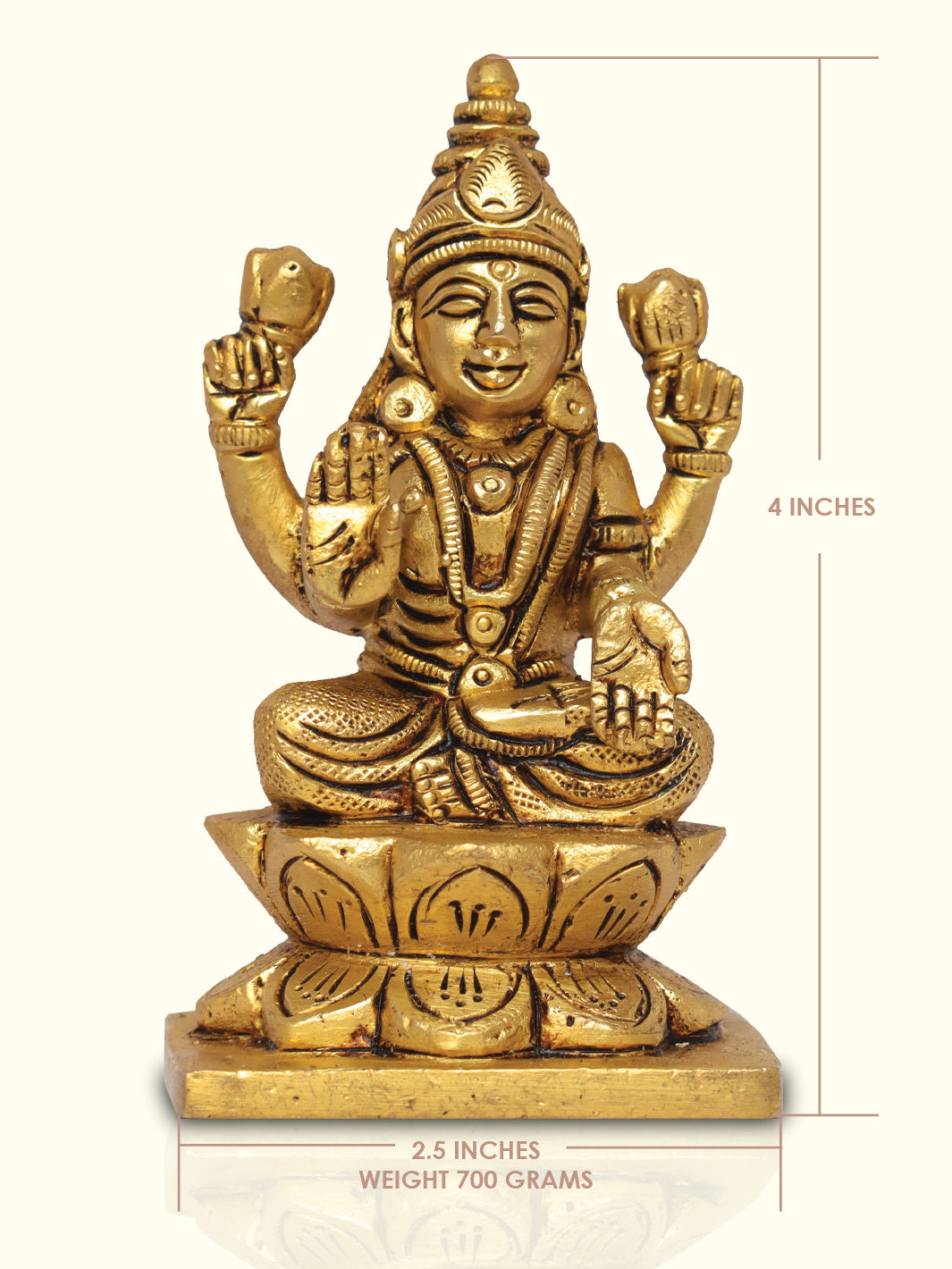 4" Brass Lotus Padma Lakshmi with Square base - Sripuram Store