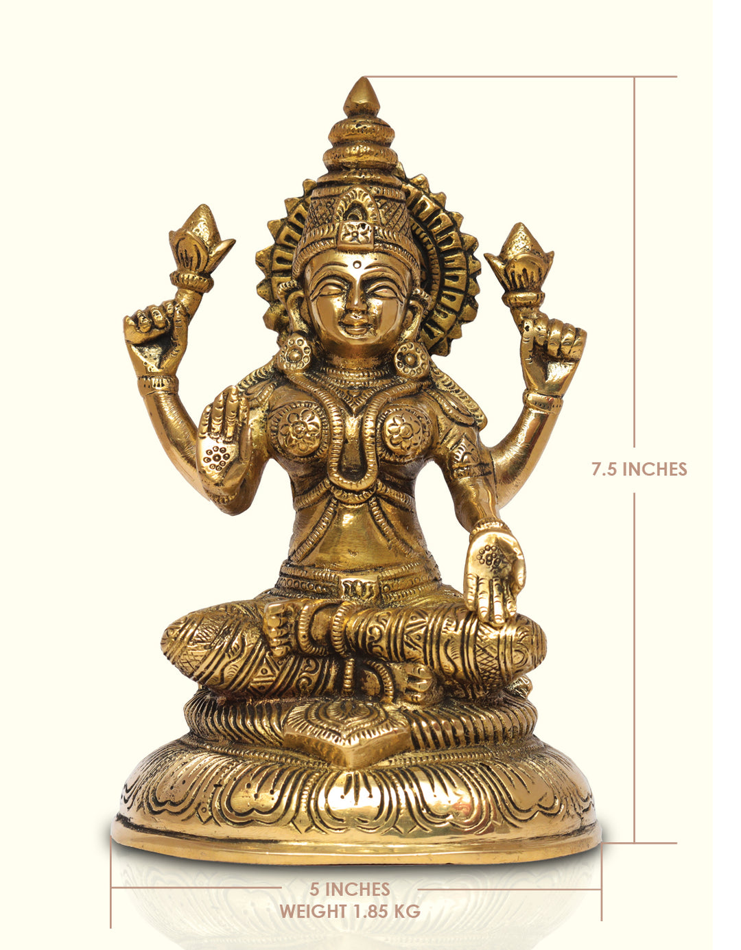 7.5" Brass Padma Lakshmi with Oval Base - Sripuram Store