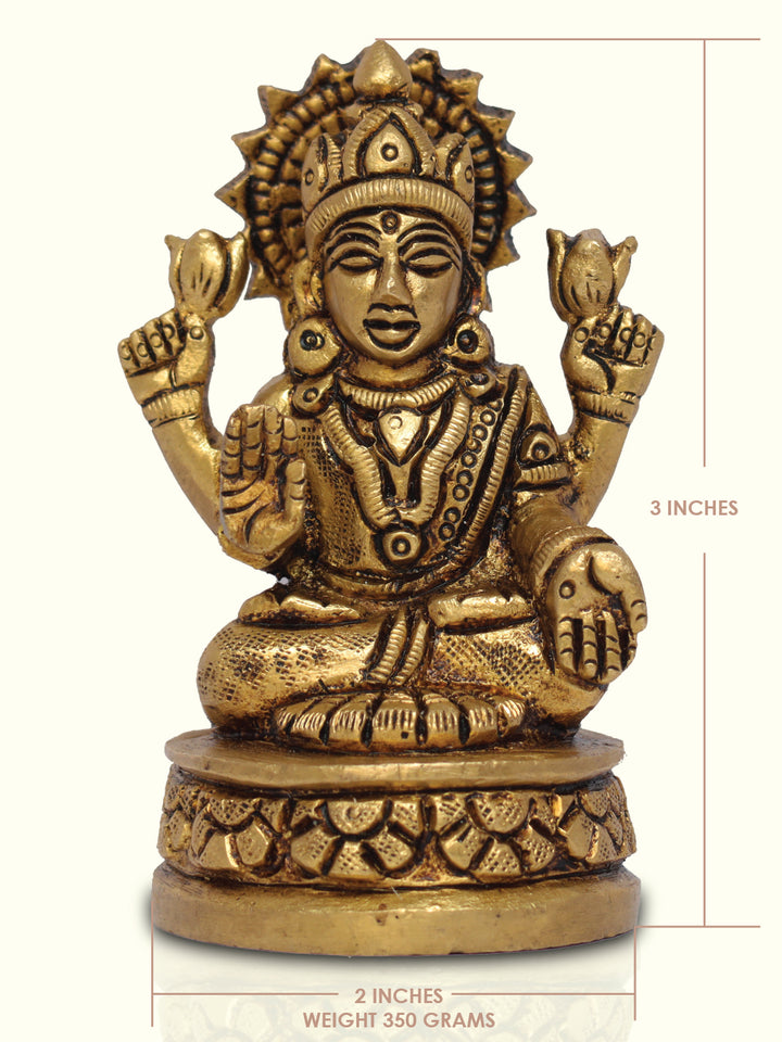 3" Brass Lakshmi with Round Base - Sripuram Store