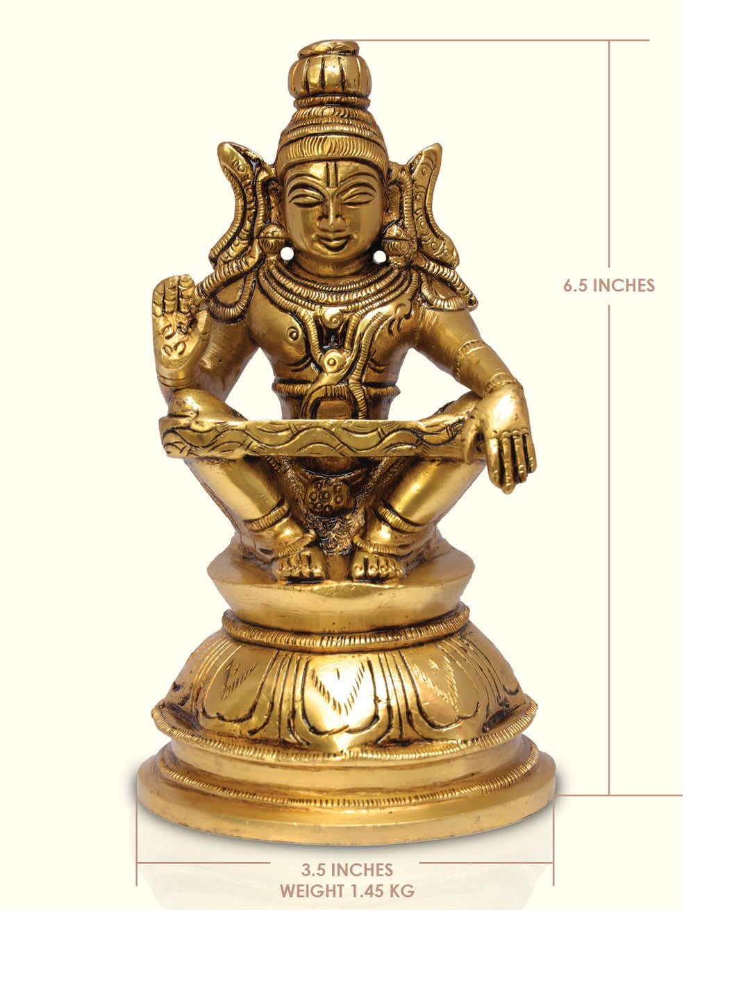 6.5" Brass Ayyapa Swami - Sripuram Store